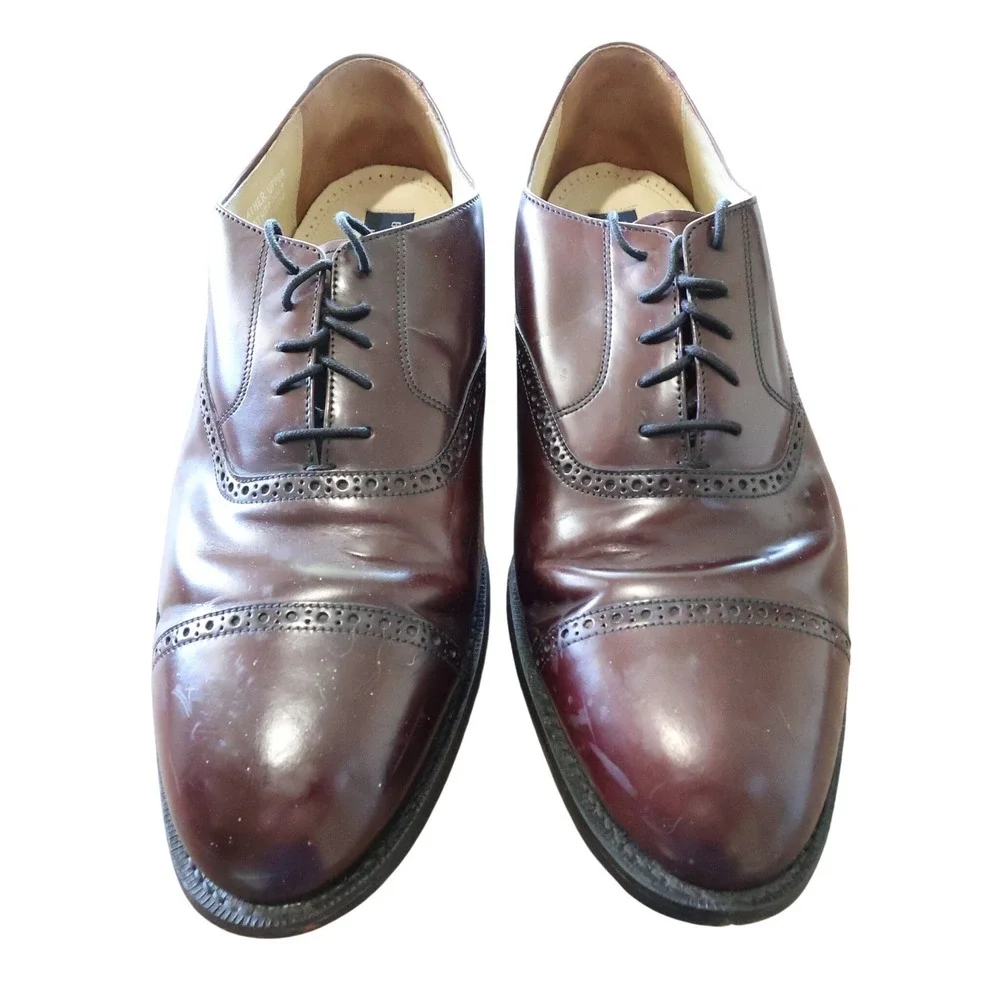 Bostonian Dress Shoes Mens 13 M Burgundy Excellent Leather Toe‎ Brogue Oxfords